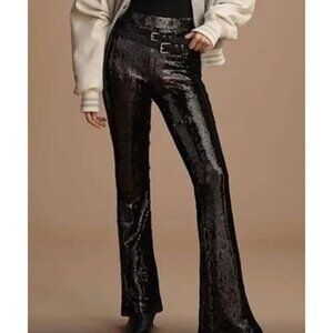 Anthropologie Shimmering Black Flare Pants